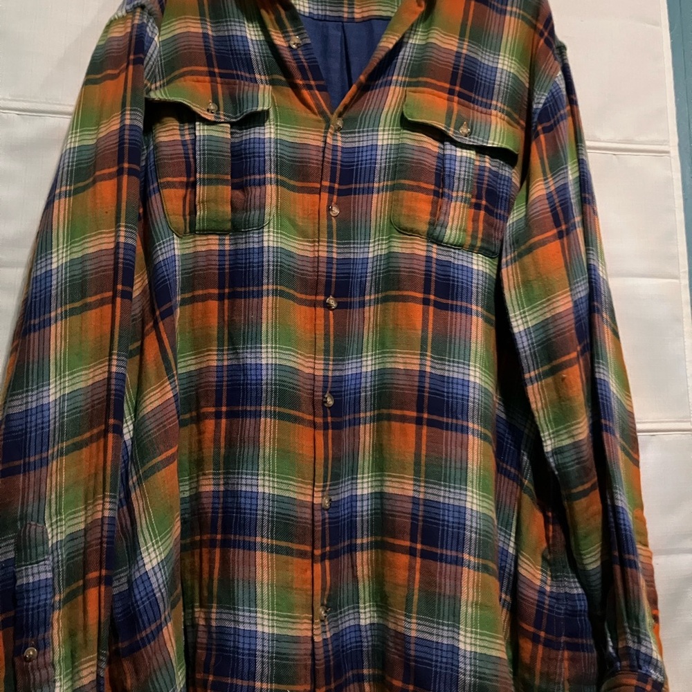 Peter Millar Orange, Green & Blue Plaid Button-Down Shirt